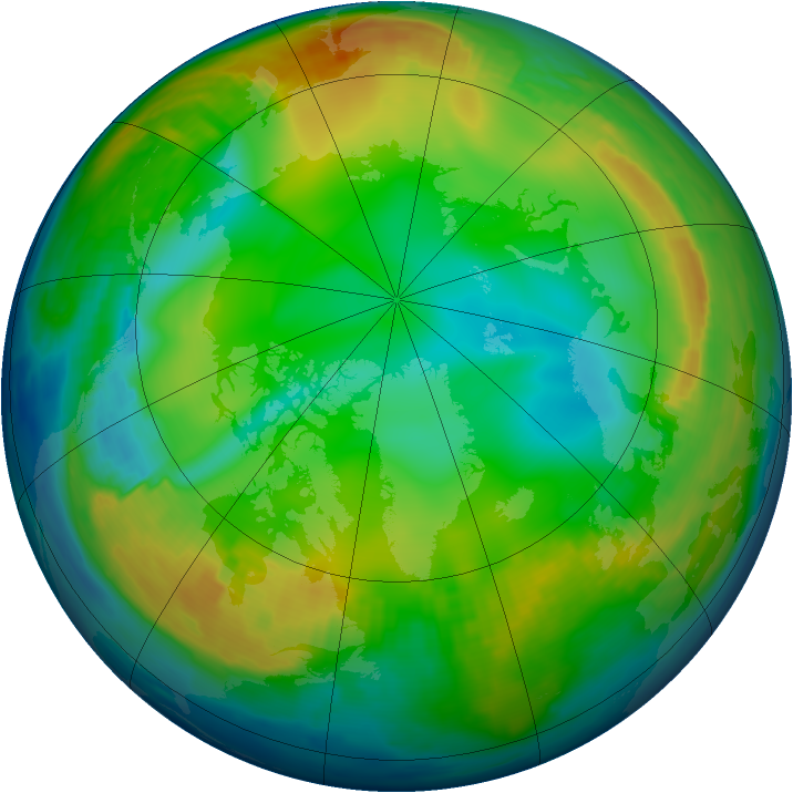 Arctic ozone map for 25 December 1996